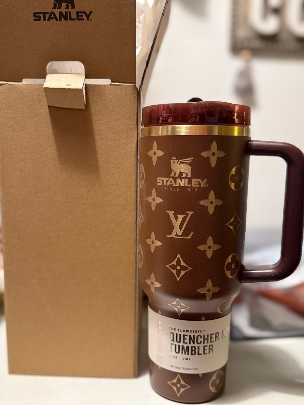 Brand new! Stanley Brown Travel Tumbler with Gold Accents